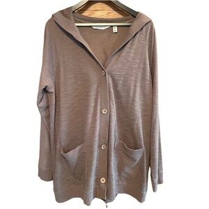 Isaac Mizrahi Live Bridgehampton brown button down knit cardigan size Large